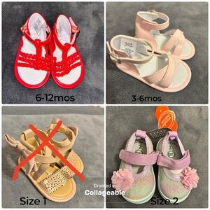 Bundle of 4 Baby Girl Infant Shoes Sandals